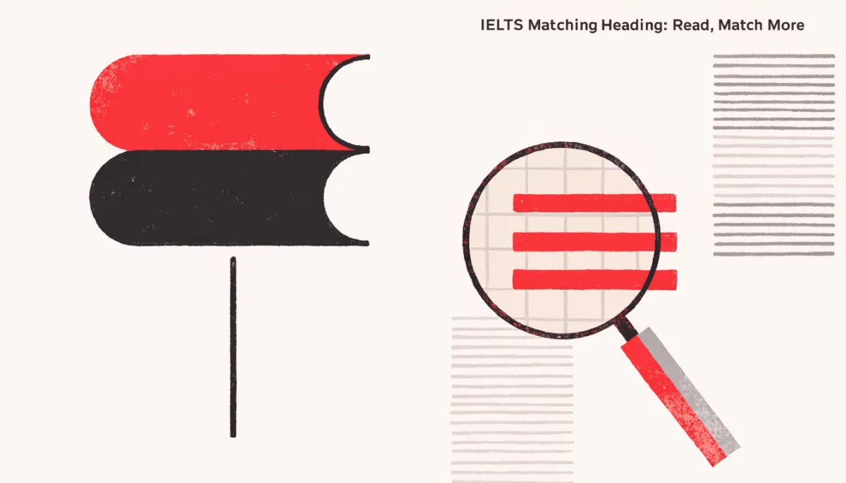 Illustration — IELTS Matching Headings: Read Less, Match More