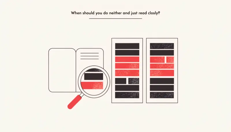 Illustration — When should you do neither and just read closely?